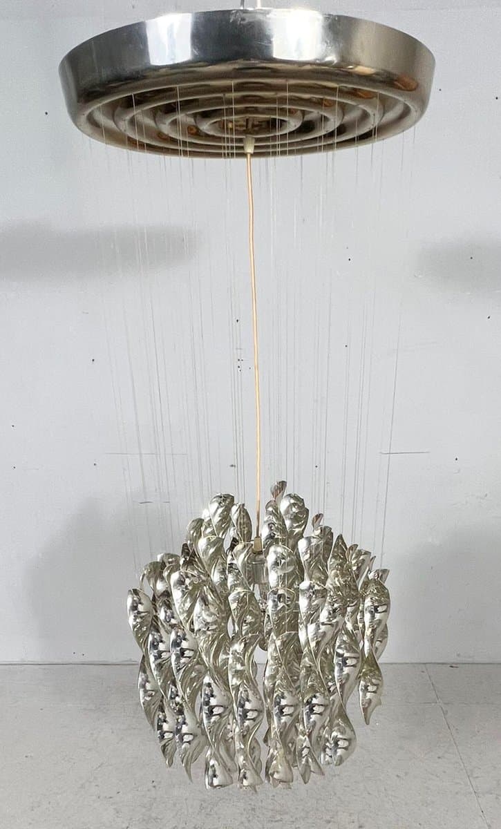 Lampa sufitowa SP1, srebrny, plastik metal, proj. V. Panton, Niemcy, lata 70. - 275887