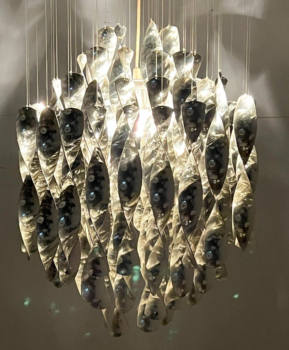 Lampa sufitowa SP1, srebrny, plastik metal, proj. V. Panton, Niemcy, lata 70. - 275870