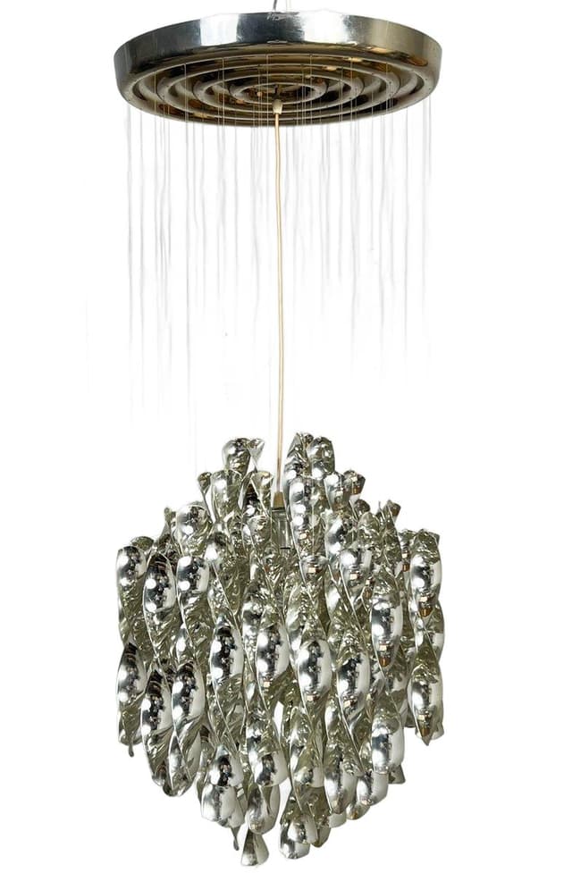 Lampa sufitowa SP1, srebrny, plastik metal, proj. V. Panton, Niemcy, lata 70. - WYMIARY