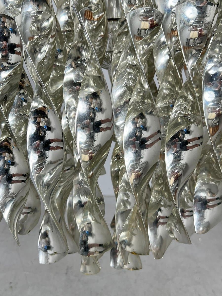 Lampa sufitowa SP1, srebrny, plastik metal, proj. V. Panton, Niemcy, lata 70. - 275881