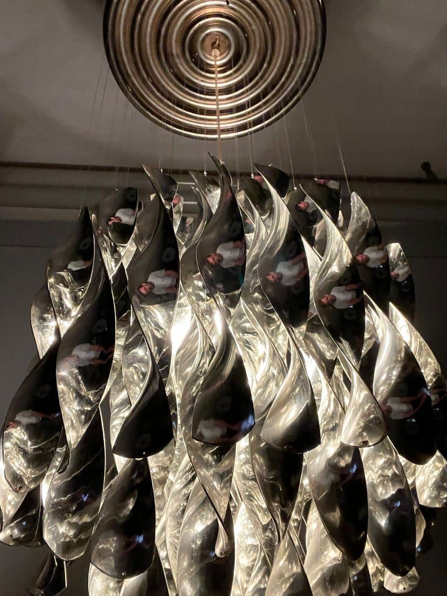 Lampa sufitowa SP1, srebrny, plastik metal, proj. V. Panton, Niemcy, lata 70. - 275883