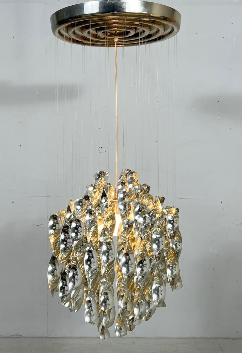 Lampa sufitowa SP1, srebrny, plastik metal, proj. V. Panton, Niemcy, lata 70. - 275885