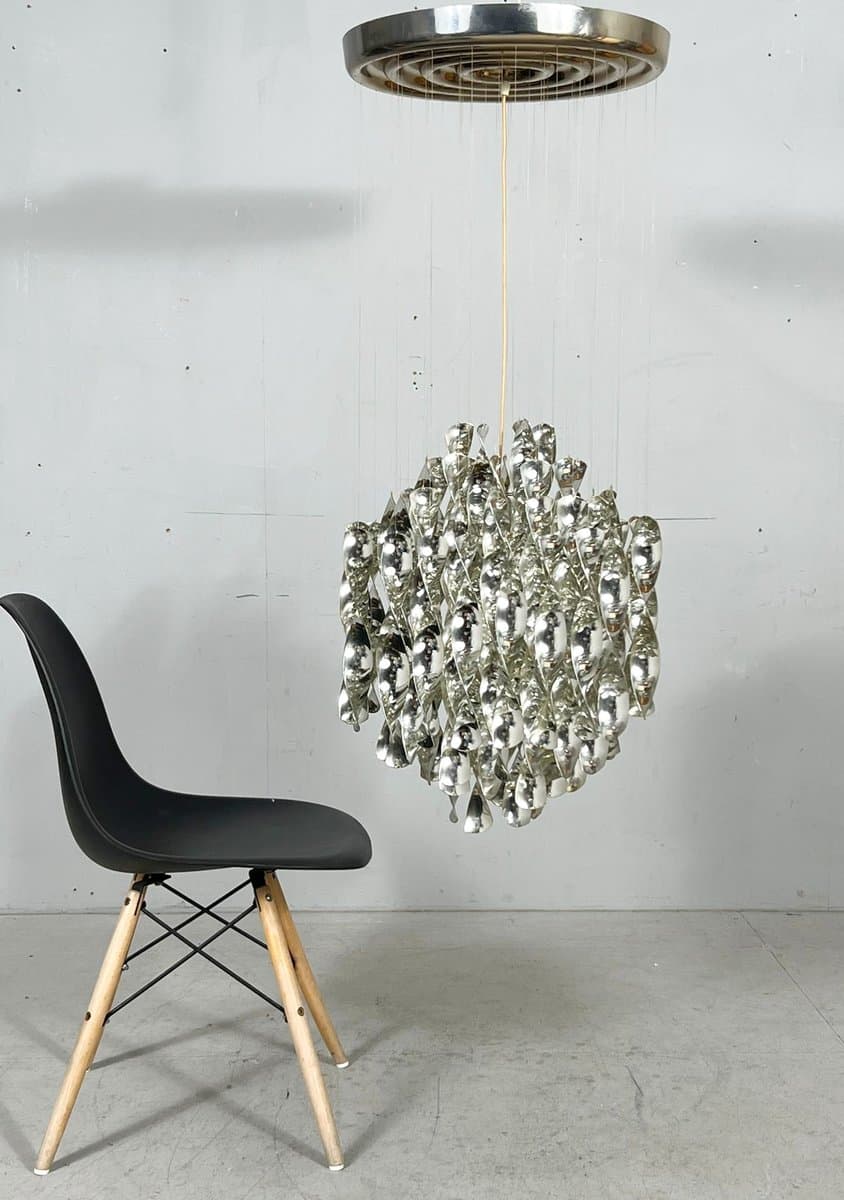 Lampa sufitowa SP1, srebrny, plastik metal, proj. V. Panton, Niemcy, lata 70. - 275886