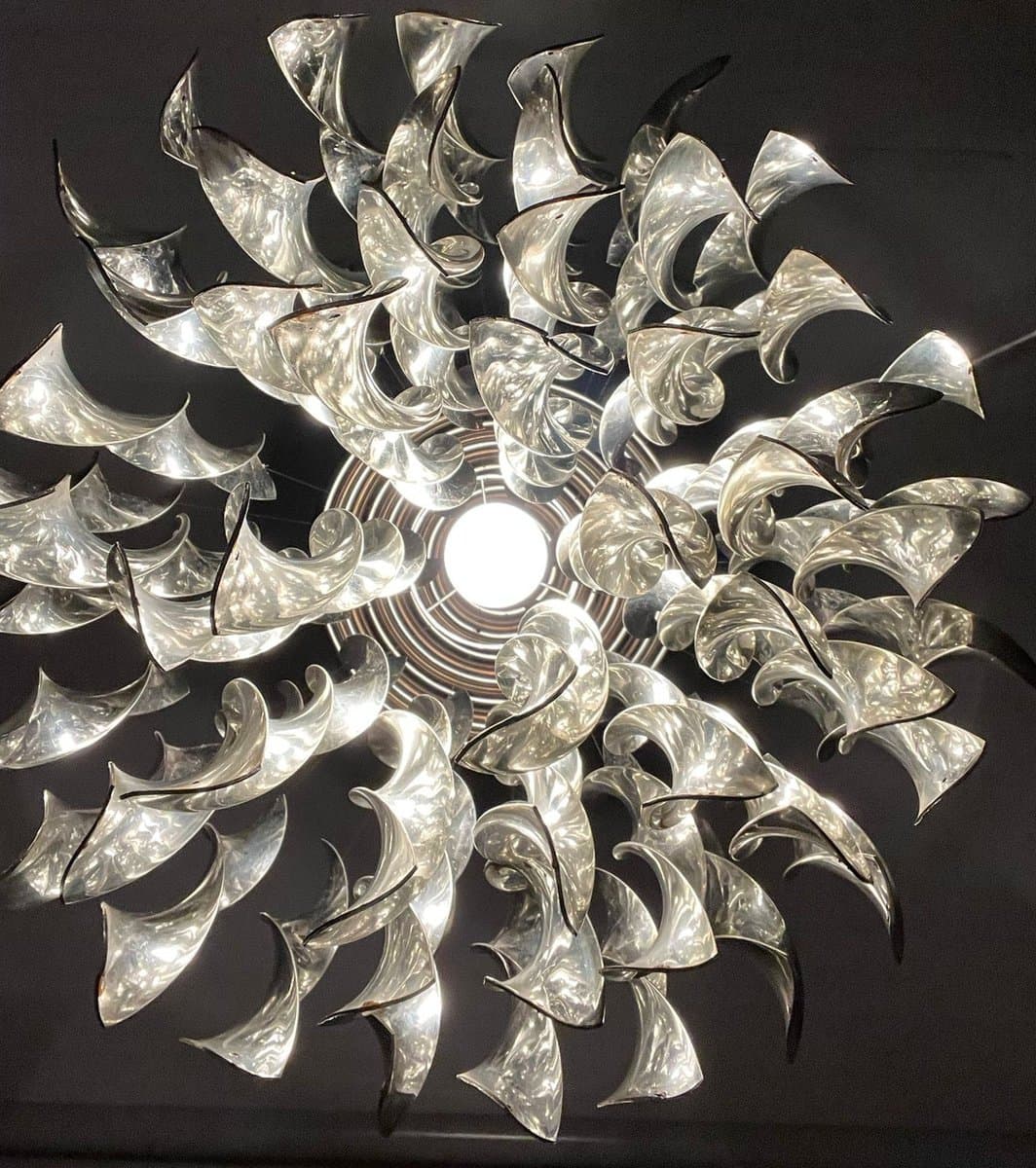 Lampa sufitowa SP1, srebrny, plastik metal, proj. V. Panton, Niemcy, lata 70. - 275880