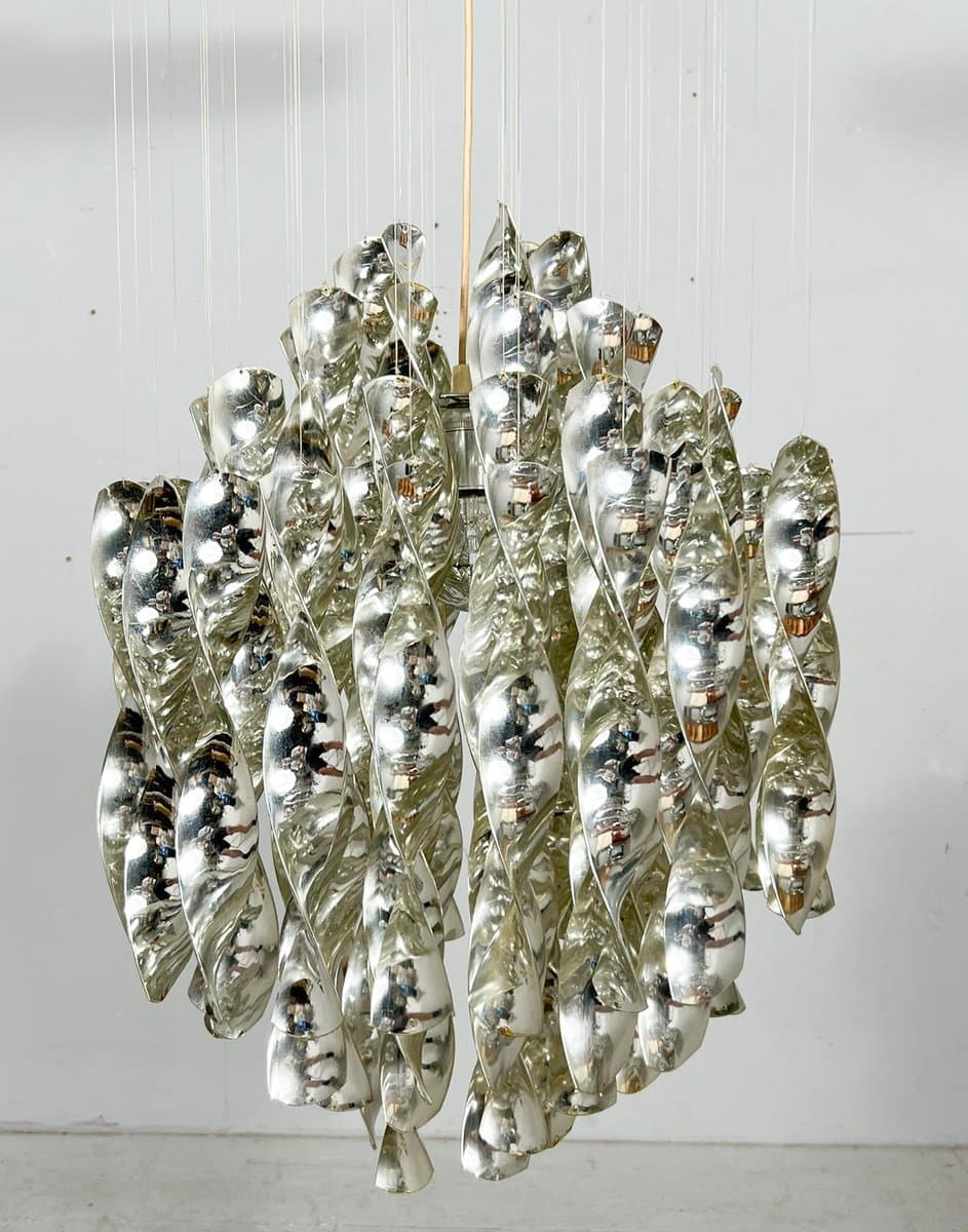 Lampa sufitowa SP1, srebrny, plastik metal, proj. V. Panton, Niemcy, lata 70. - 275864