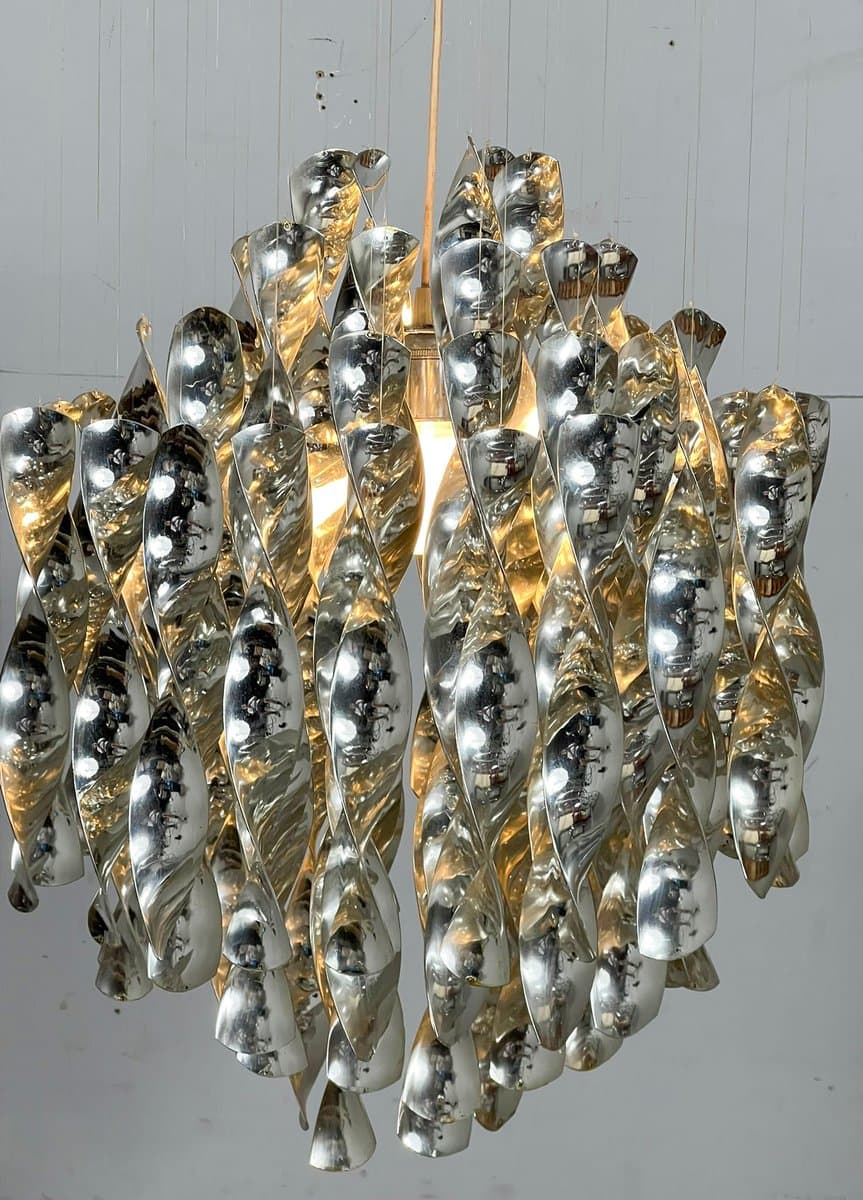 Lampa sufitowa SP1, srebrny, plastik metal, proj. V. Panton, Niemcy, lata 70. - 275866