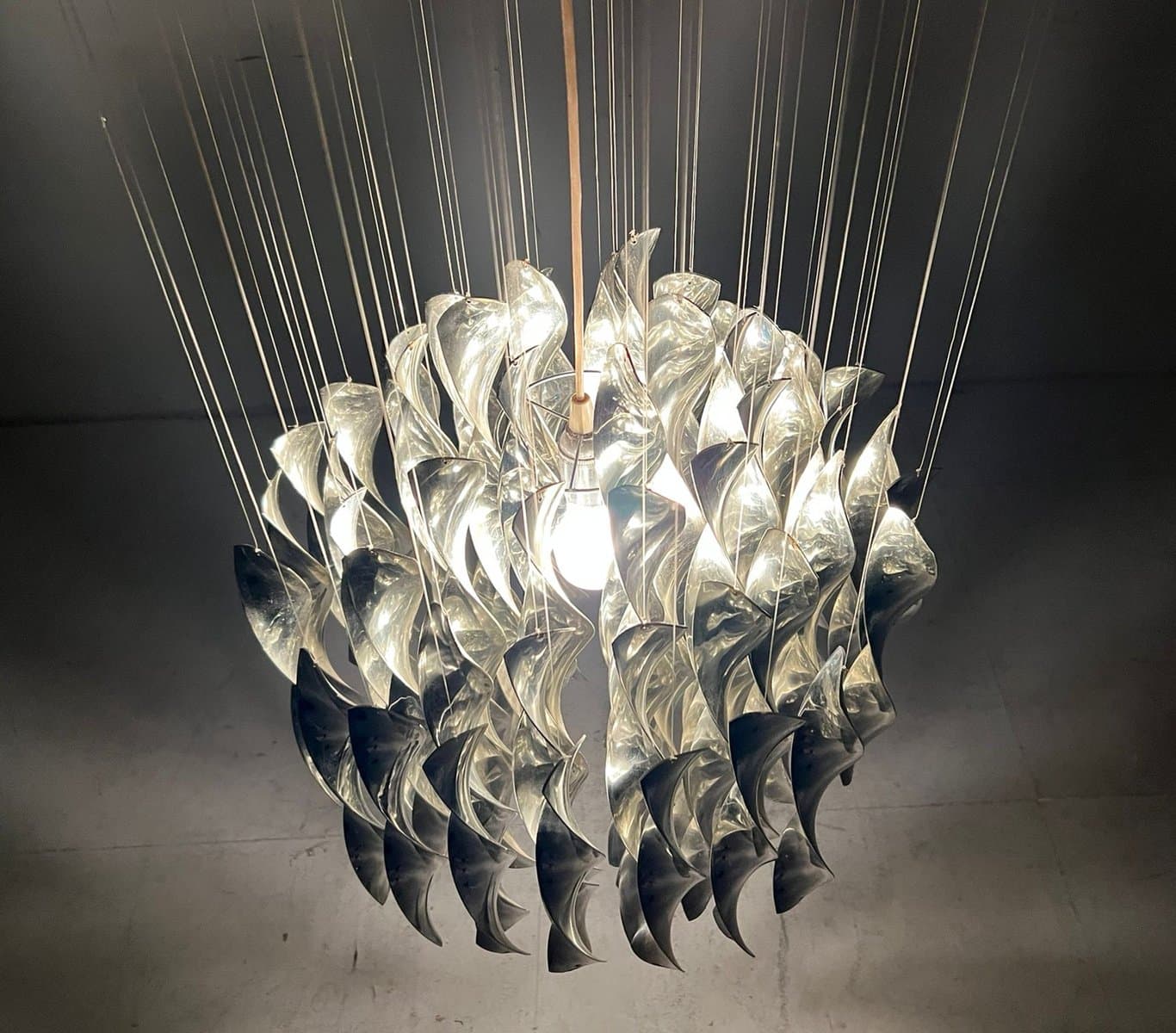 Lampa sufitowa SP1, srebrny, plastik metal, proj. V. Panton, Niemcy, lata 70. - 275868