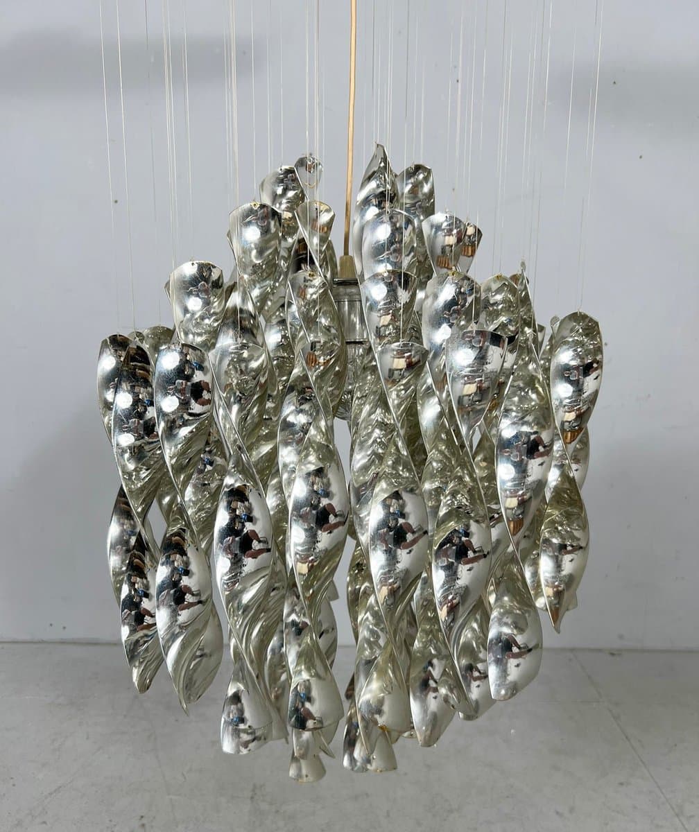 Lampa sufitowa SP1, srebrny, plastik metal, proj. V. Panton, Niemcy, lata 70. - 275889