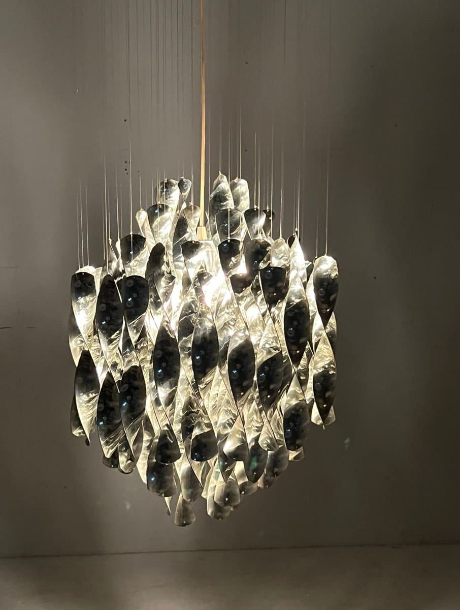 Lampa sufitowa SP1, srebrny, plastik metal, proj. V. Panton, Niemcy, lata 70. - 275890