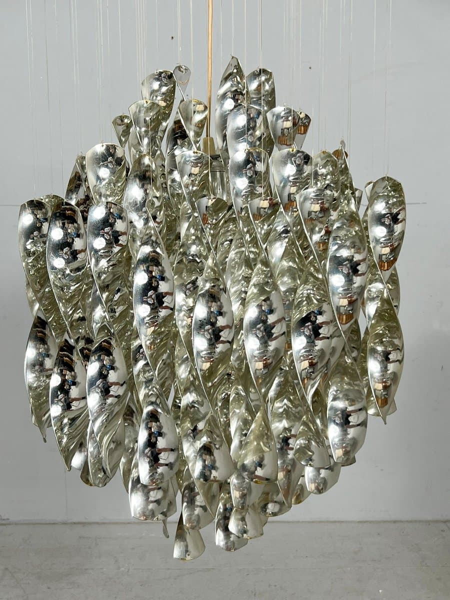 Lampa sufitowa SP1, srebrny, plastik metal, proj. V. Panton, Niemcy, lata 70. - 275888