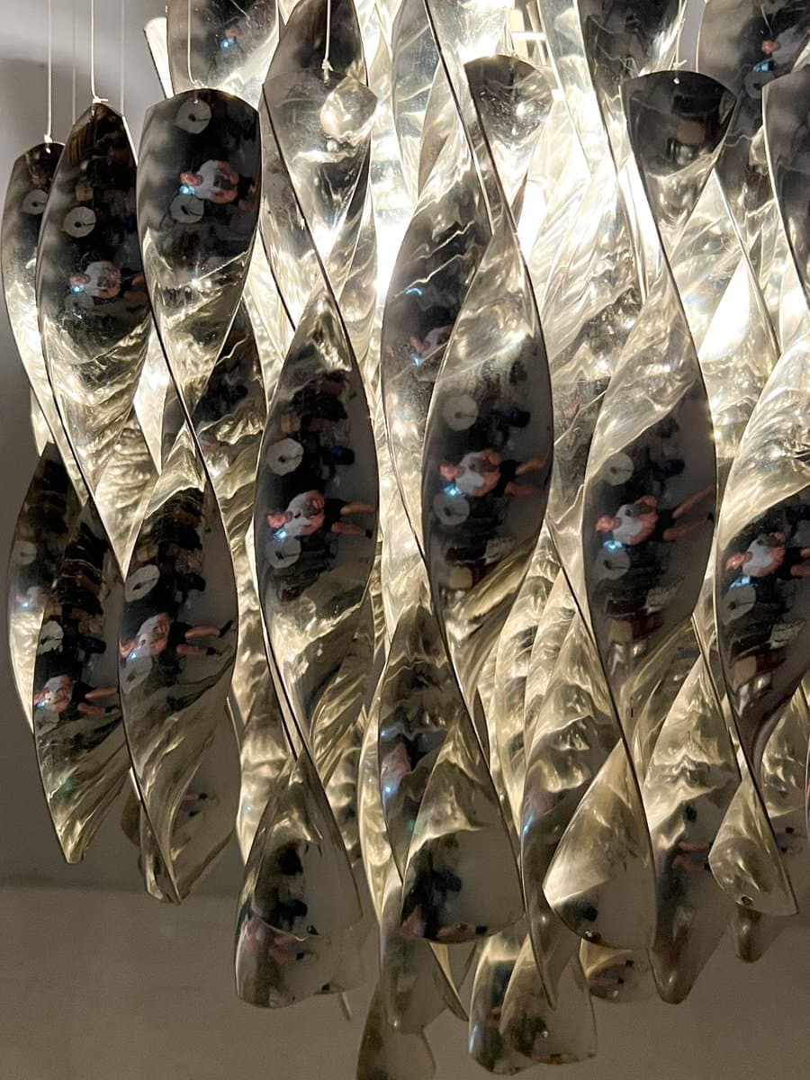 Lampa sufitowa SP1, srebrny, plastik metal, proj. V. Panton, Niemcy, lata 70. - 275867