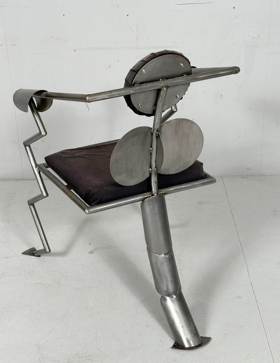 Fotel, srebrny, stal, Niemcy, lata 80. - 275824