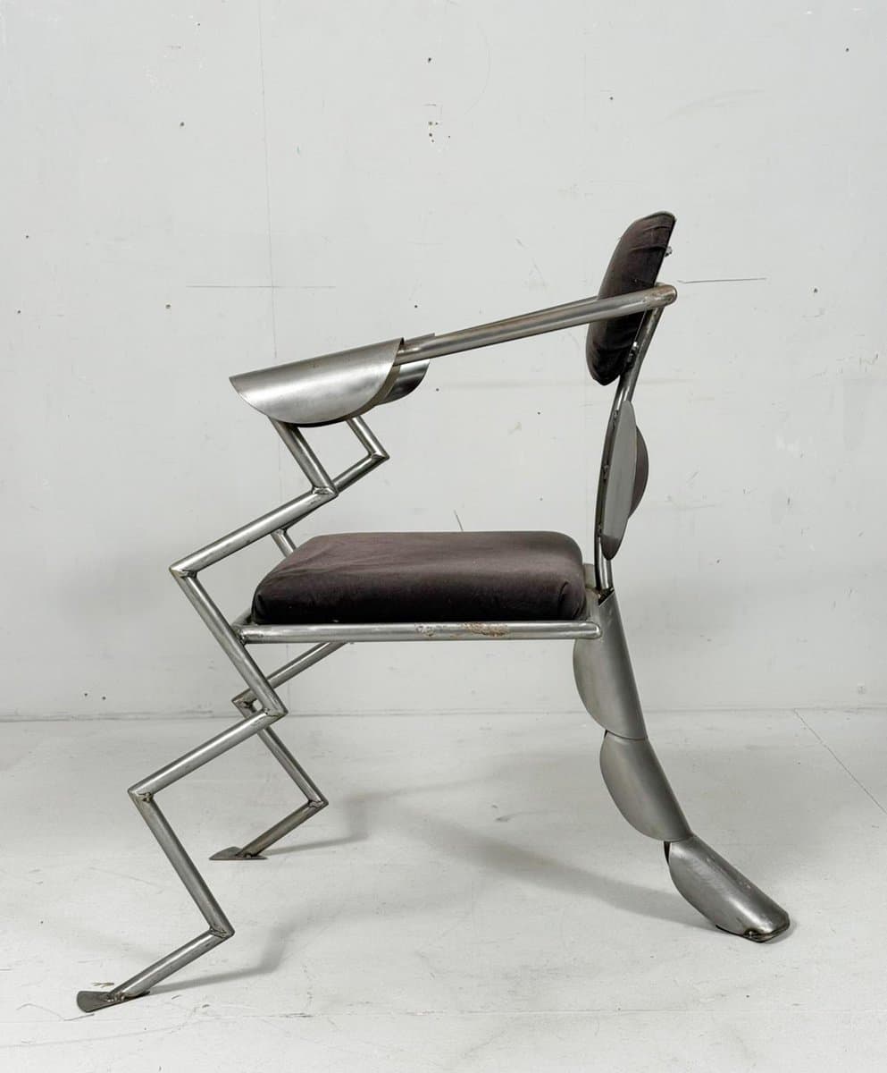 Fotel, srebrny, stal, Niemcy, lata 80. - 275842