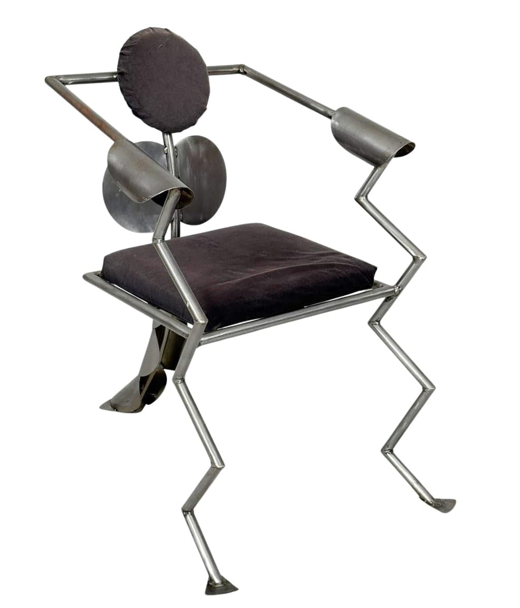 Fotel, srebrny, stal, Niemcy, lata 80.