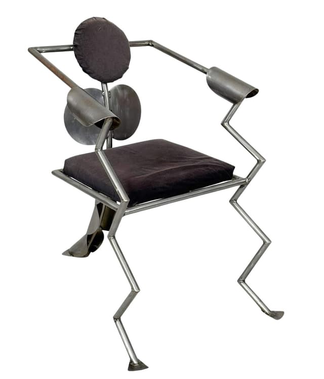 Fotel, srebrny, stal, Niemcy, lata 80. - WYMIARY