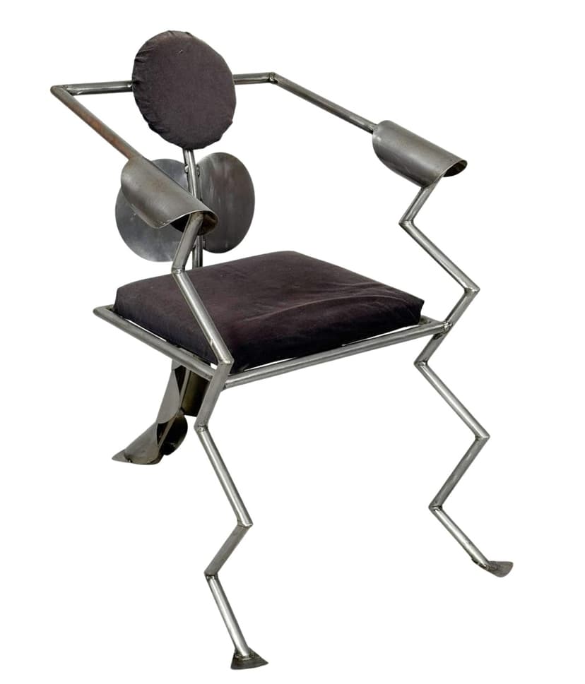 Fotel, srebrny, stal, Niemcy, lata 80.