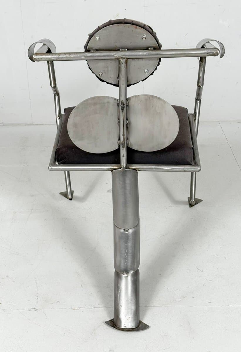 Fotel, srebrny, stal, Niemcy, lata 80. - 275828