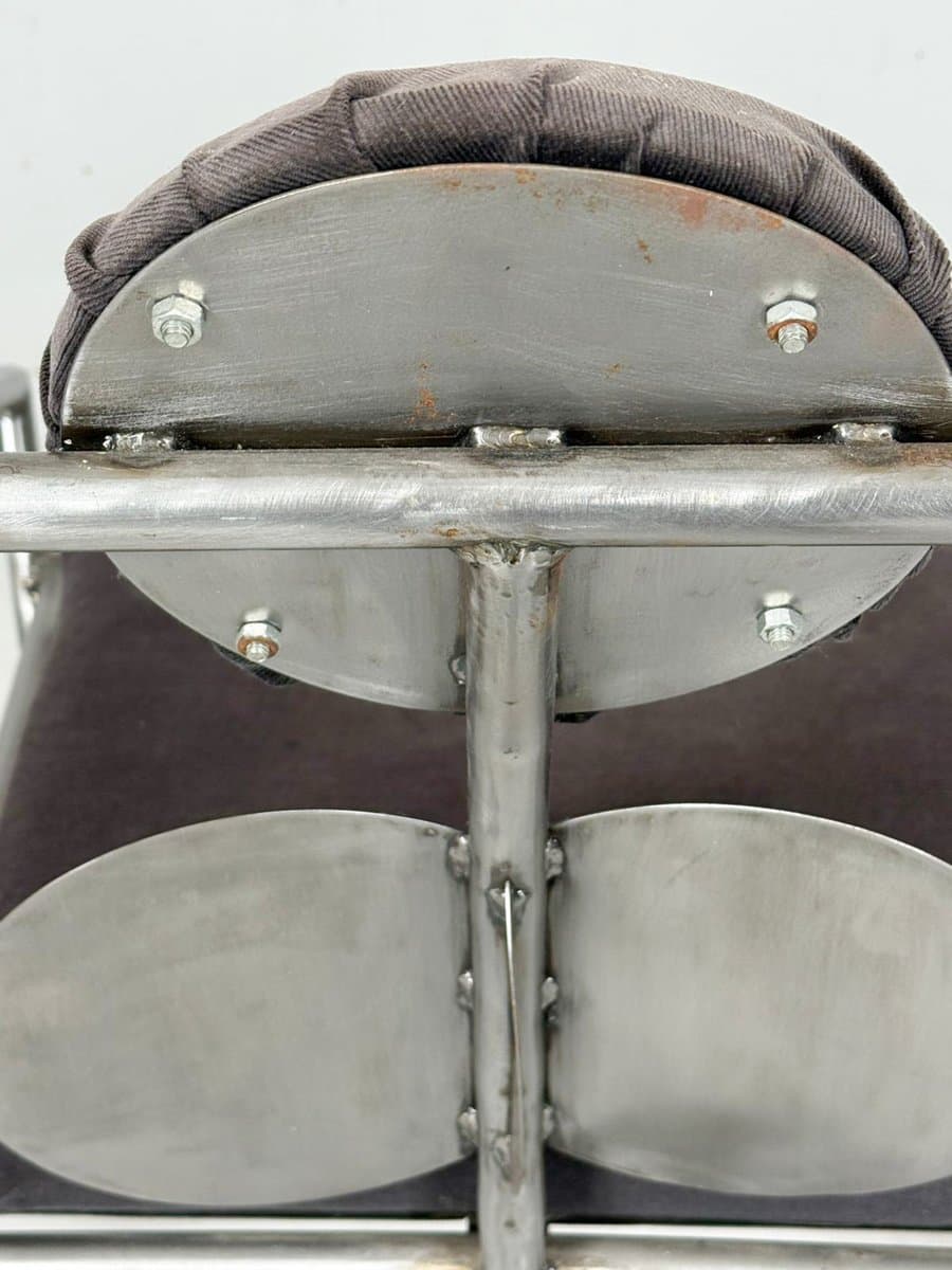 Fotel, srebrny, stal, Niemcy, lata 80. - 275827