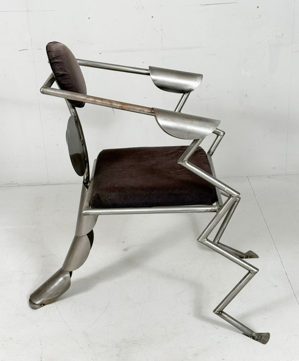 Fotel, srebrny, stal, Niemcy, lata 80. - 275825