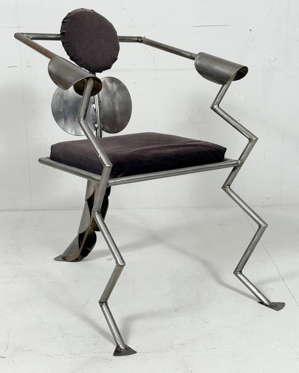 Fotel, srebrny, stal, Niemcy, lata 80. - 275830