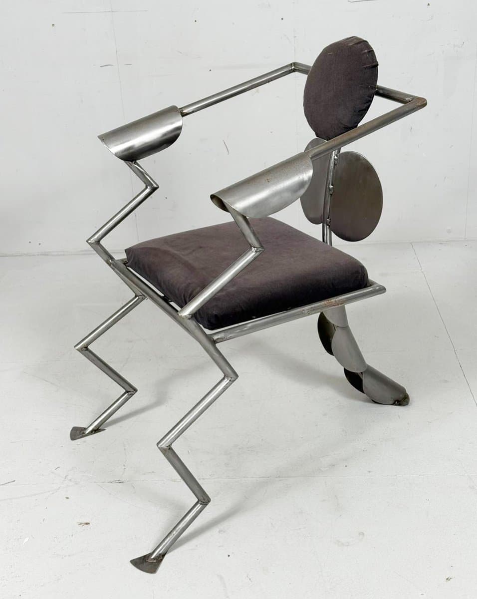 Fotel, srebrny, stal, Niemcy, lata 80. - 275834