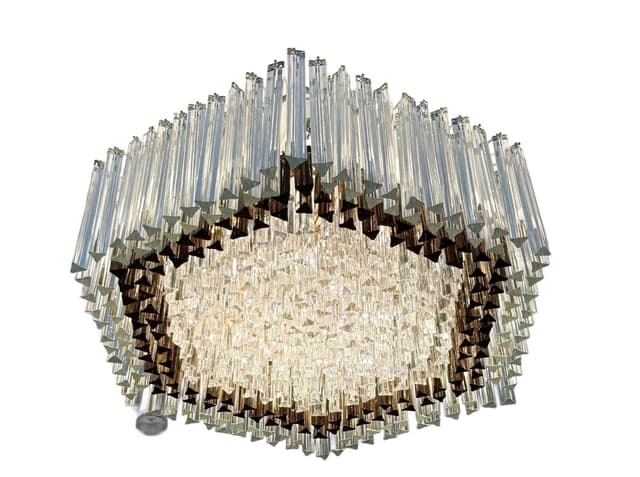 Żyrandol, transparentny, szkło Murano, proj. P. Venini, Włochy, lata 70. - WYMIARY