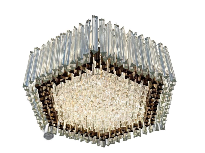 Żyrandol, transparentny, szkło Murano, proj. P. Venini, Włochy, lata 70.