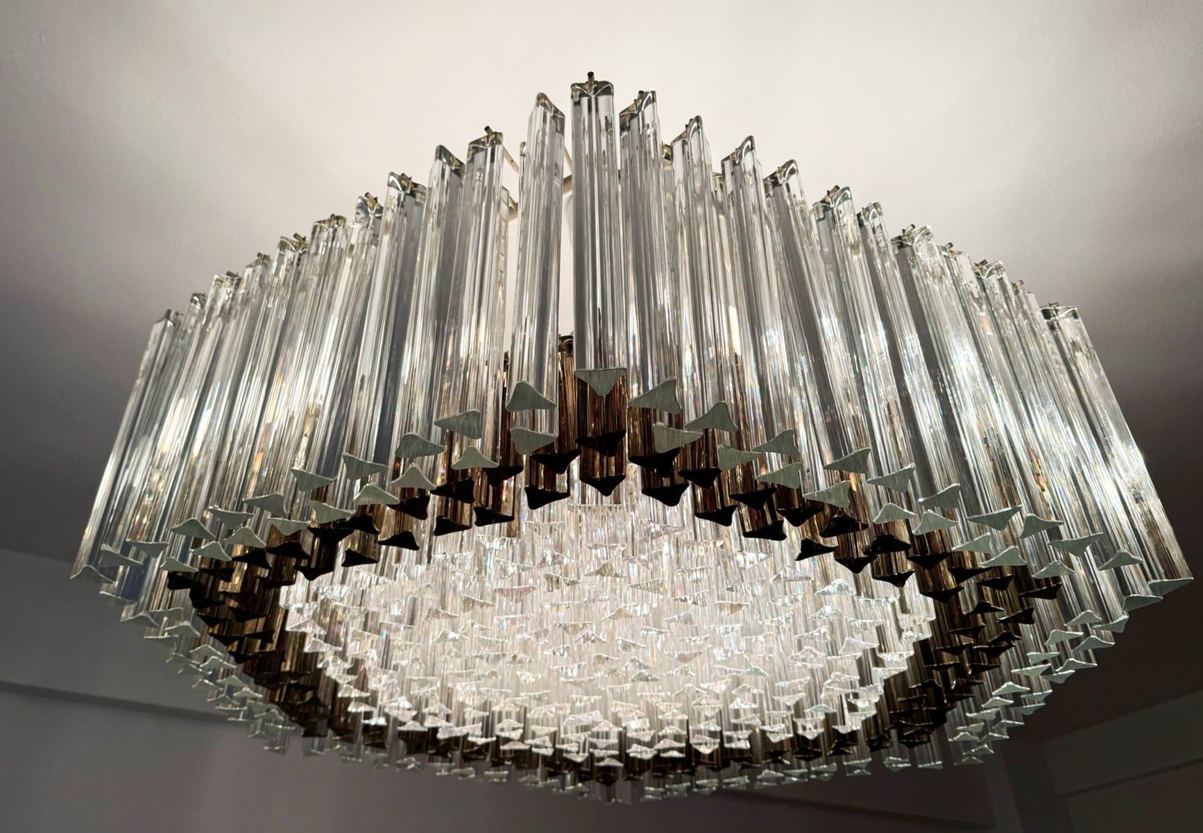 Żyrandol, transparentny, szkło Murano, proj. P. Venini, Włochy, lata 70. - 275804