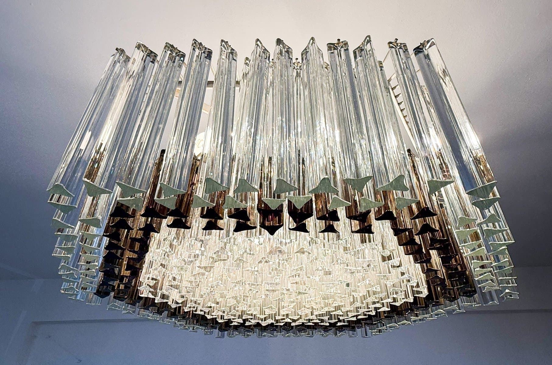 Żyrandol, transparentny, szkło Murano, proj. P. Venini, Włochy, lata 70. - 275811