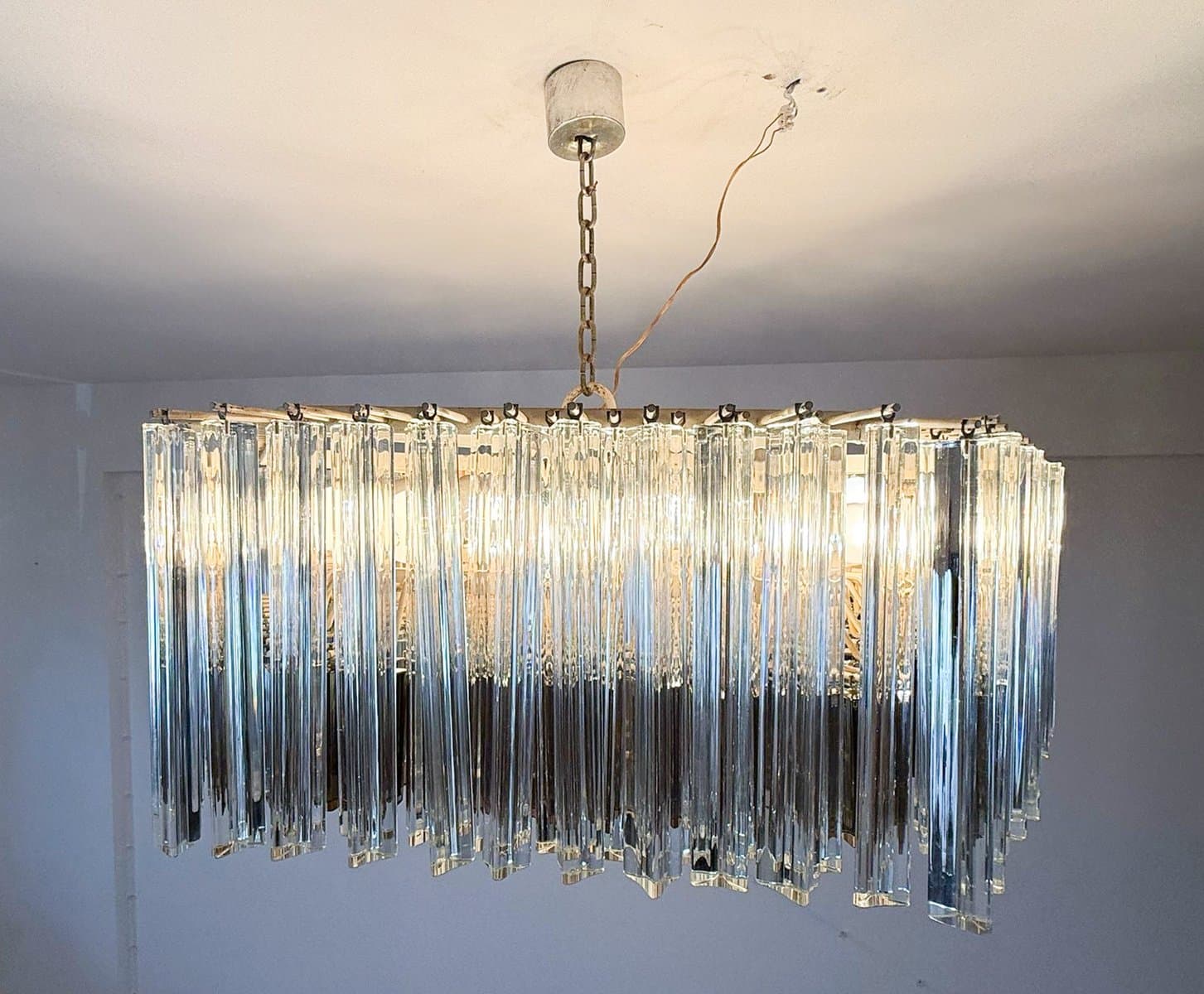 Żyrandol, transparentny, szkło Murano, proj. P. Venini, Włochy, lata 70. - 275812