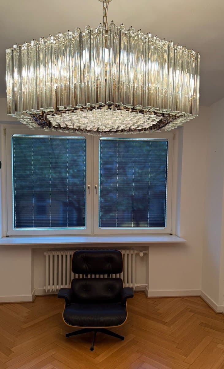 Żyrandol, transparentny, szkło Murano, proj. P. Venini, Włochy, lata 70. - 275816