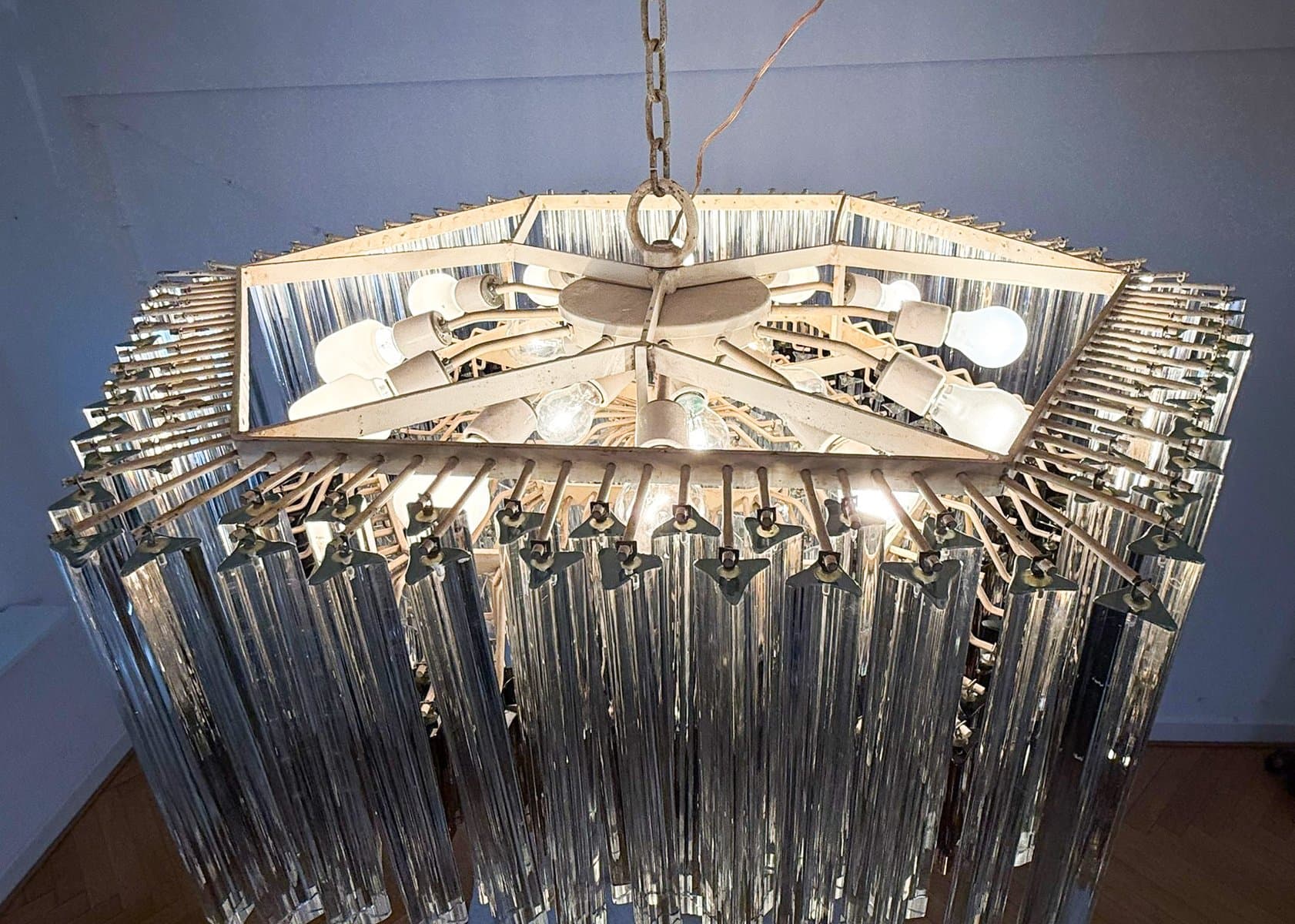 Żyrandol, transparentny, szkło Murano, proj. P. Venini, Włochy, lata 70. - 275808