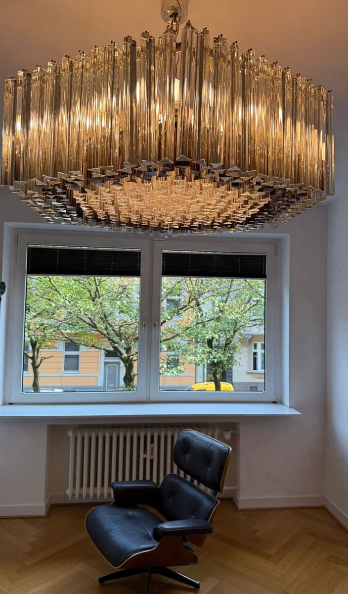 Żyrandol, transparentny, szkło Murano, proj. P. Venini, Włochy, lata 70. - 275805