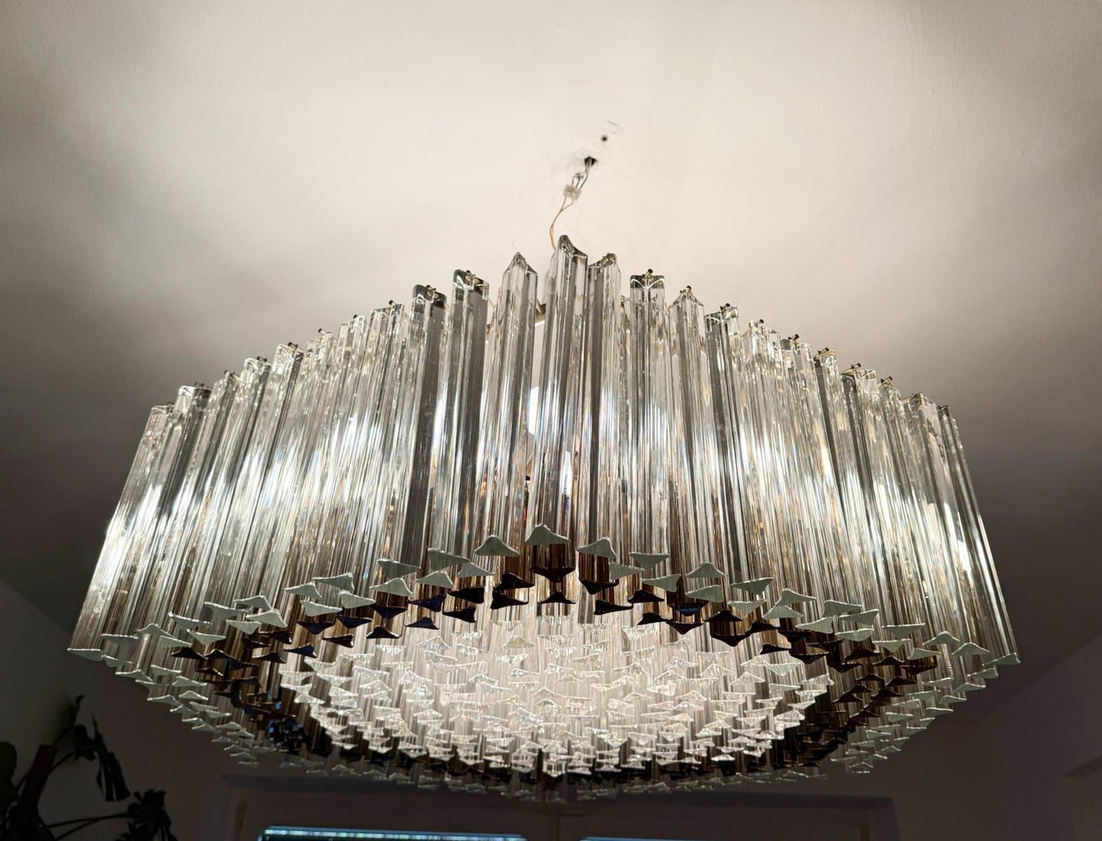 Żyrandol, transparentny, szkło Murano, proj. P. Venini, Włochy, lata 70. - 275795