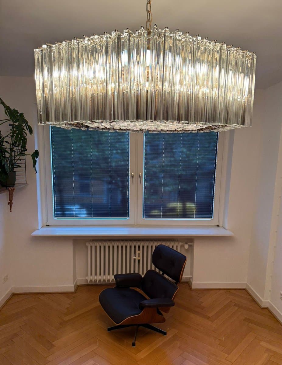 Żyrandol, transparentny, szkło Murano, proj. P. Venini, Włochy, lata 70. - 275820