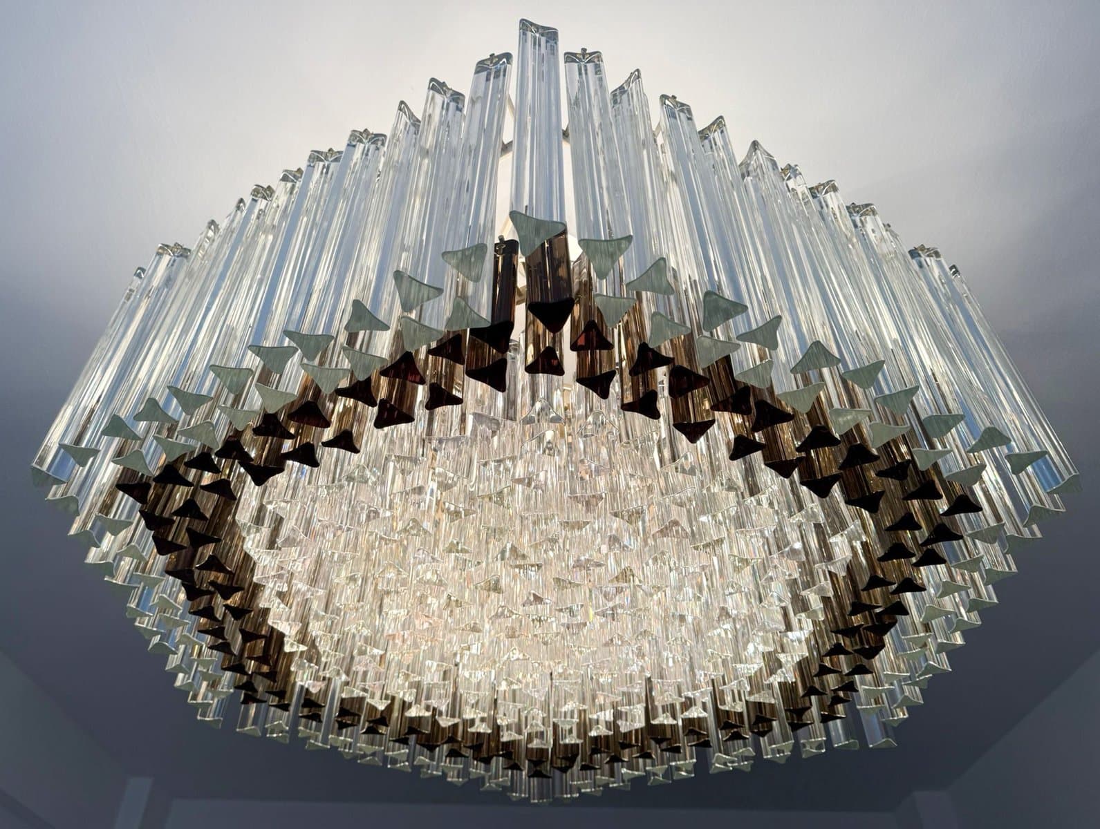 Żyrandol, transparentny, szkło Murano, proj. P. Venini, Włochy, lata 70. - 275807
