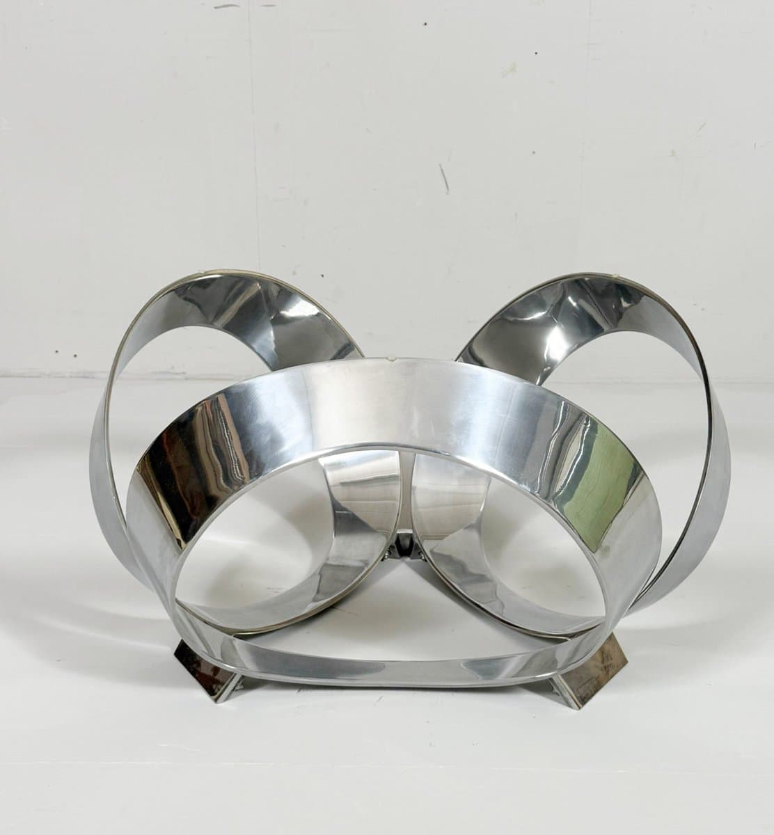 Stolik kawowy Space Age, szkło sodowo-wapniowe transparentne, chrom srebrny, proj. K. Hesterberg, Ronald Schmitt, Niemcy, lata 70. - 276904