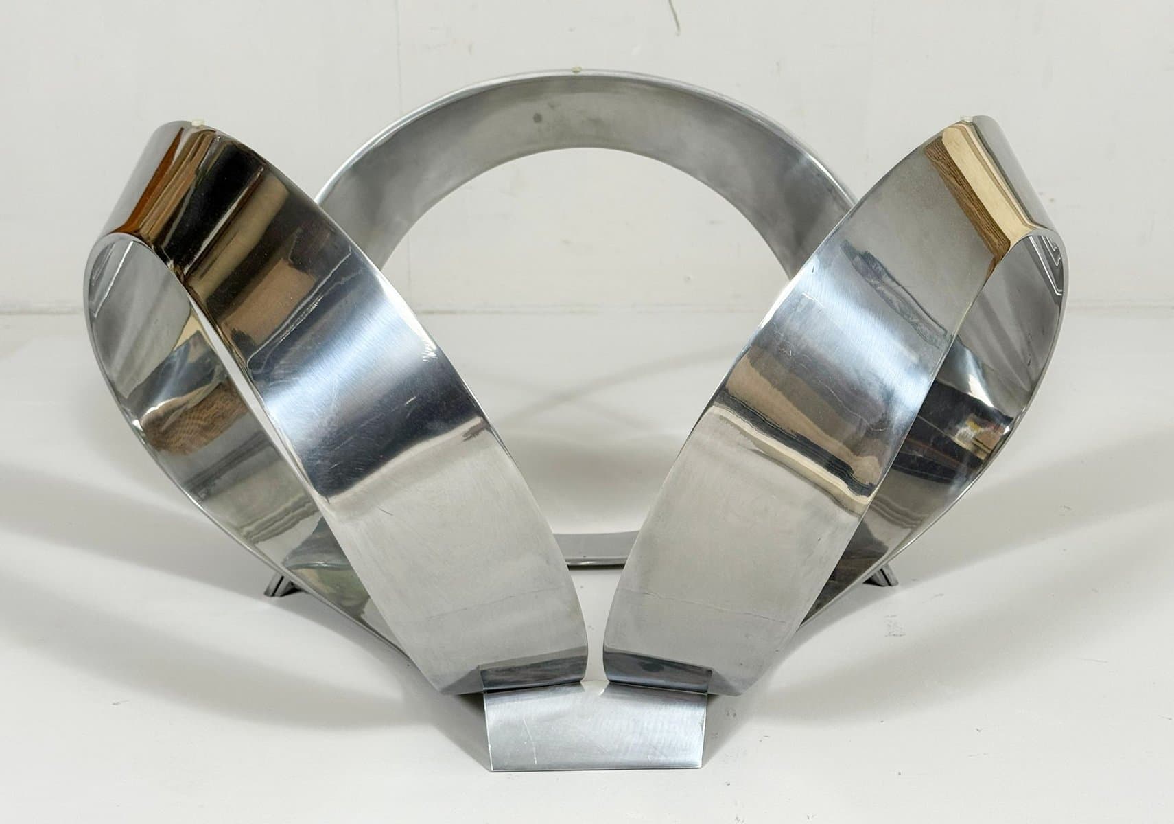 Stolik kawowy Space Age, szkło sodowo-wapniowe transparentne, chrom srebrny, proj. K. Hesterberg, Ronald Schmitt, Niemcy, lata 70. - 276905