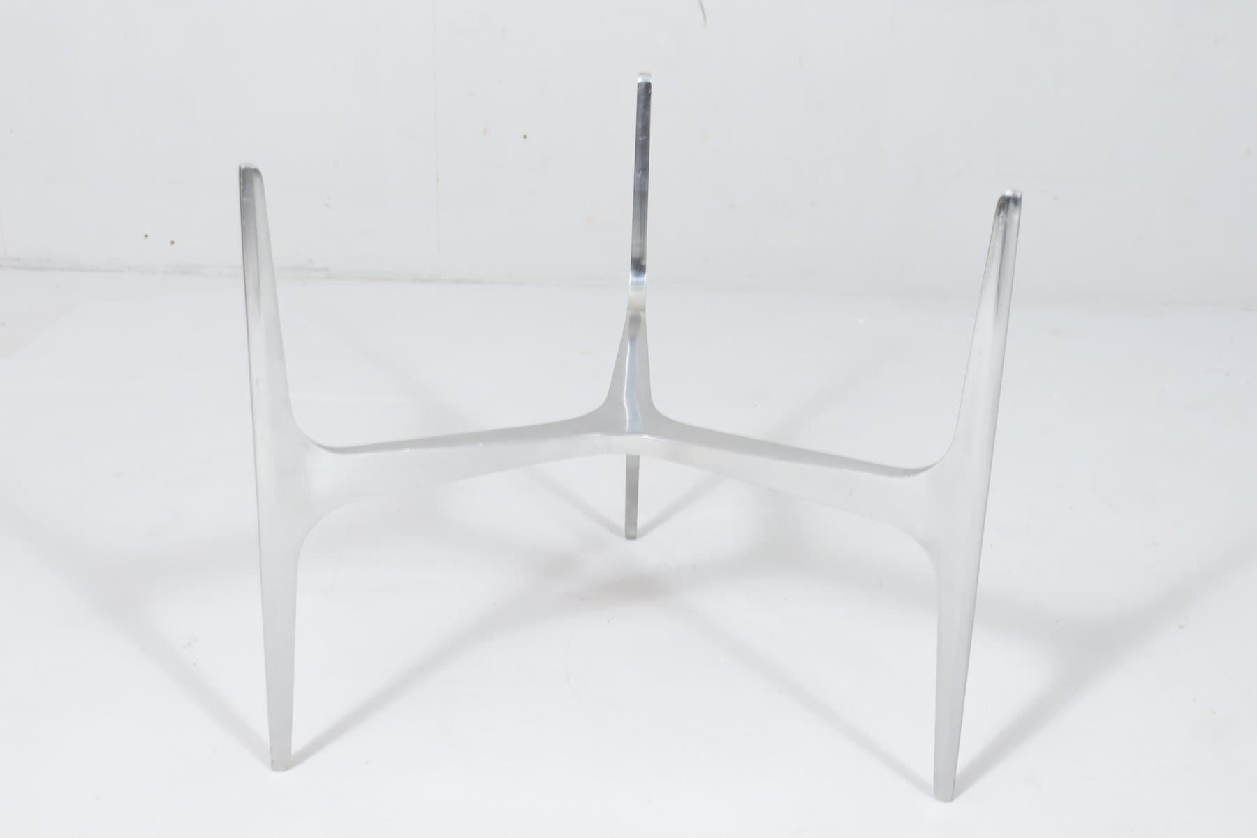 Stolik kawowy, aluminium srebrny, szkło przezroczyste, proj. K. Hesterberg, Ronald Schmitt, Niemcy, lata 70. - 276887