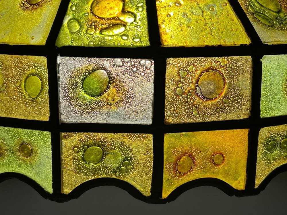 Lampa sufitowa Brutalist, szkło multikolor, żelazo czarne, proj. F. Delfinger, Feders, Meksyk, lata 70. - 276838