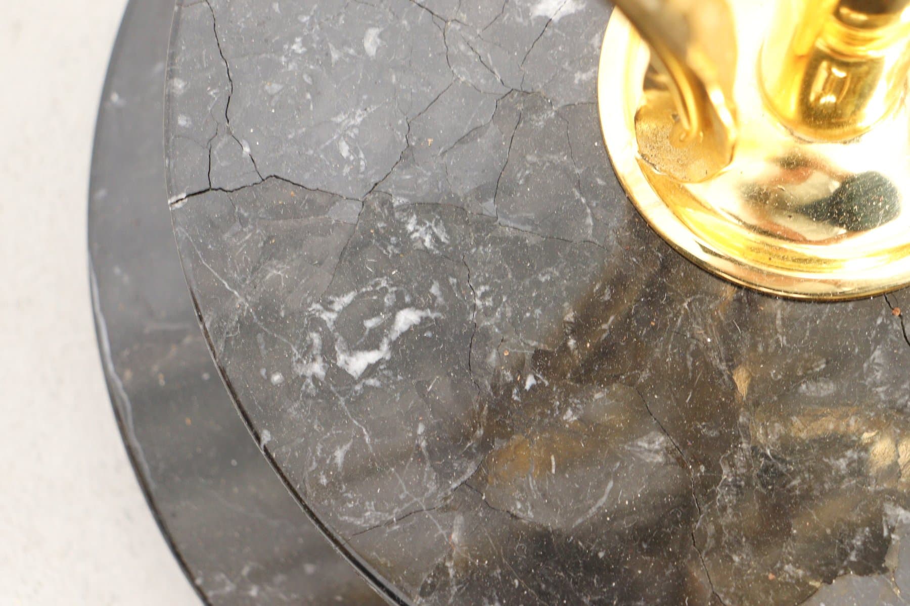 Lampa podłogowa Hollywood Regency, mosiądz złoty, marmur czarny, proj. L. Galeotti, Włochy, lata 80. - 276811