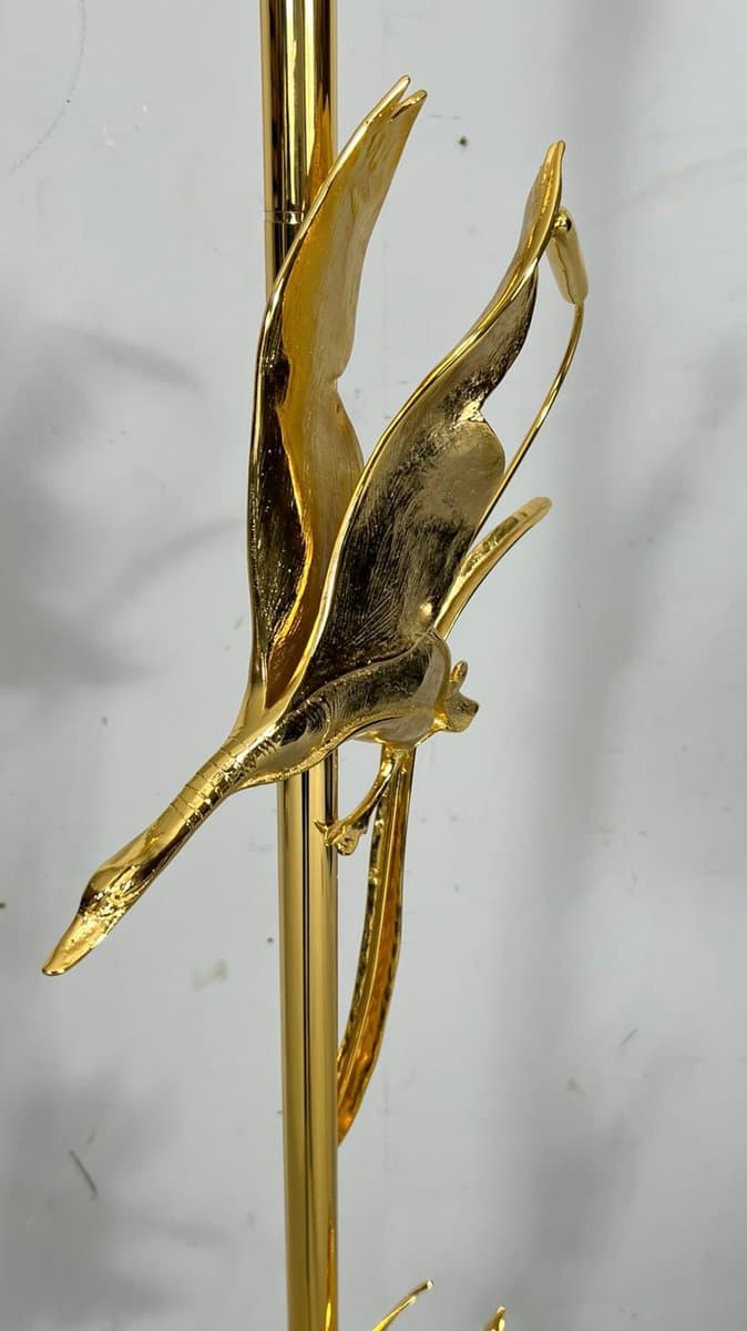 Lampa podłogowa Hollywood Regency, mosiądz złoty, marmur czarny, proj. L. Galeotti, Włochy, lata 80. - 276807