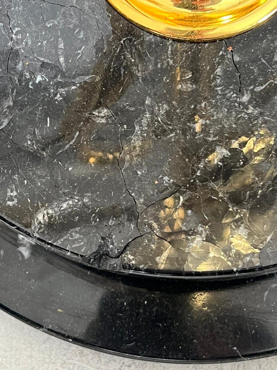 Lampa podłogowa Hollywood Regency, mosiądz złoty, marmur czarny, proj. L. Galeotti, Włochy, lata 80. - 276808