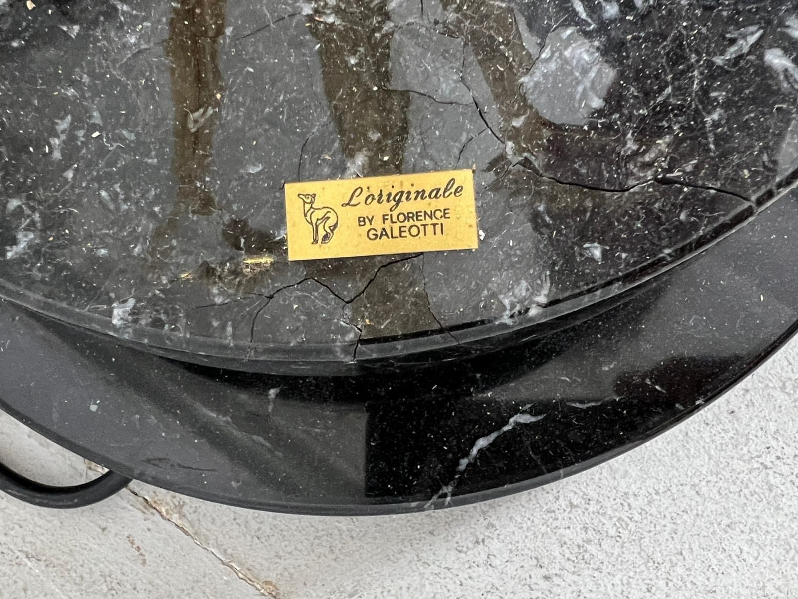 Lampa podłogowa Hollywood Regency, mosiądz złoty, marmur czarny, proj. L. Galeotti, Włochy, lata 80. - 276809