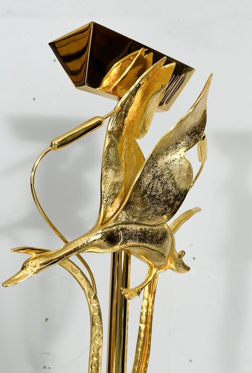 Lampa podłogowa Hollywood Regency, mosiądz złoty, marmur czarny, proj. L. Galeotti, Włochy, lata 80. - 276799