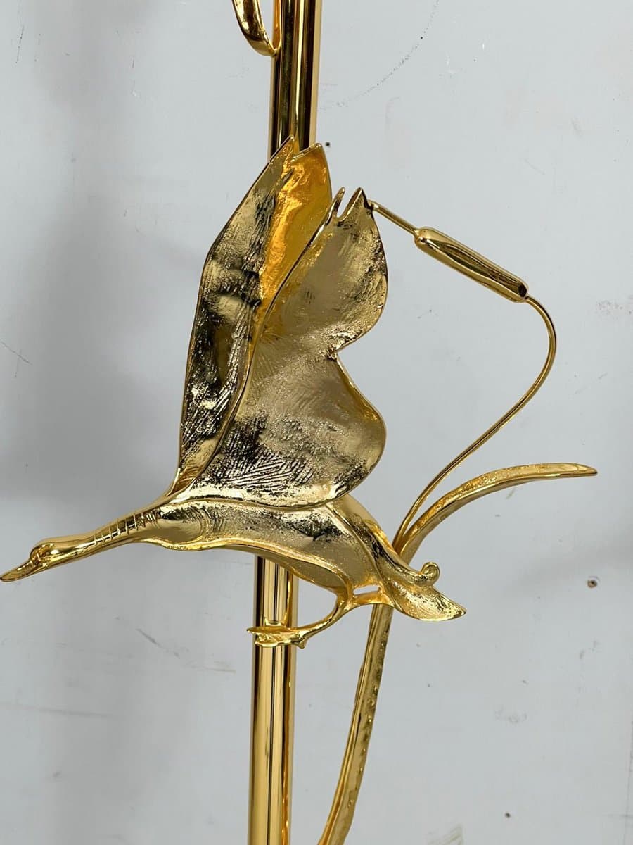 Lampa podłogowa Hollywood Regency, mosiądz złoty, marmur czarny, proj. L. Galeotti, Włochy, lata 80. - 276802