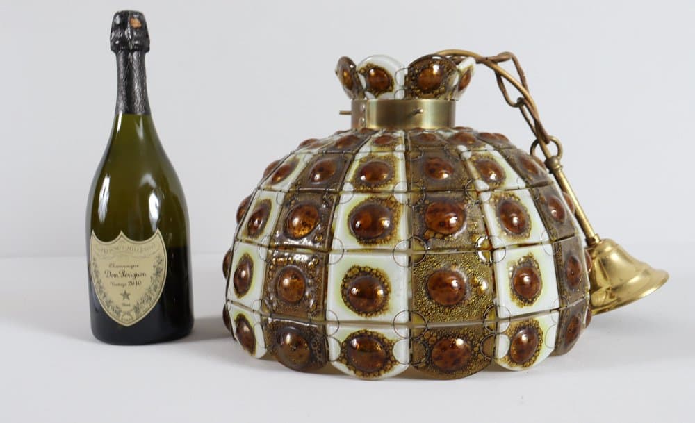 Lampa wisząca Brutalist, szkło brązowe, brąz, proj. F. Delfinger, Feders, Meksyk, lata 70. - 276786