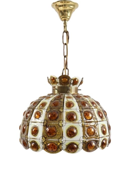 Lampa wisząca Brutalist, szkło brązowe, brąz, proj. F. Delfinger, Feders, Meksyk, lata 70. - WYMIARY