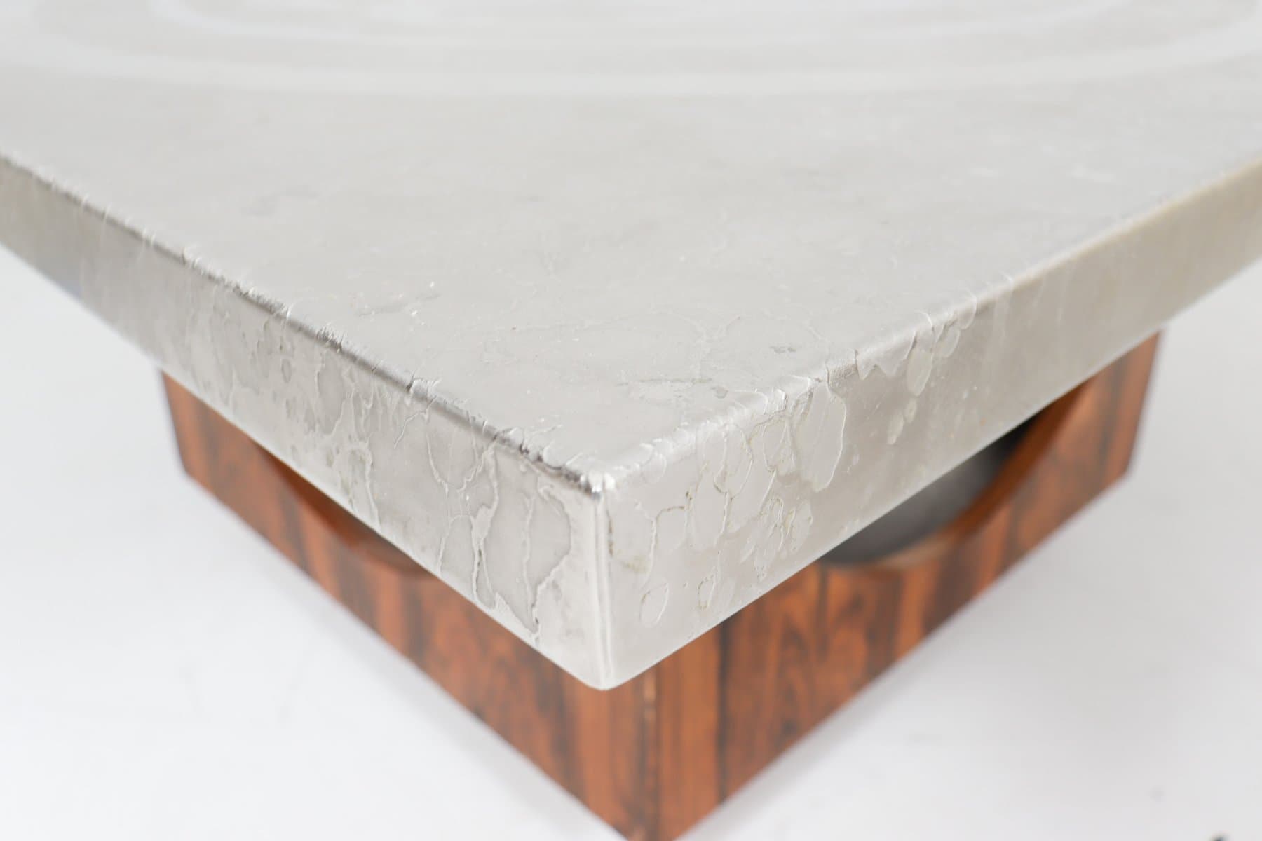 Stolik kawowy, aluminium srebrny, drewno brązowy, proj. H. Lilienthal, Niemcy, lata 70. - 276665