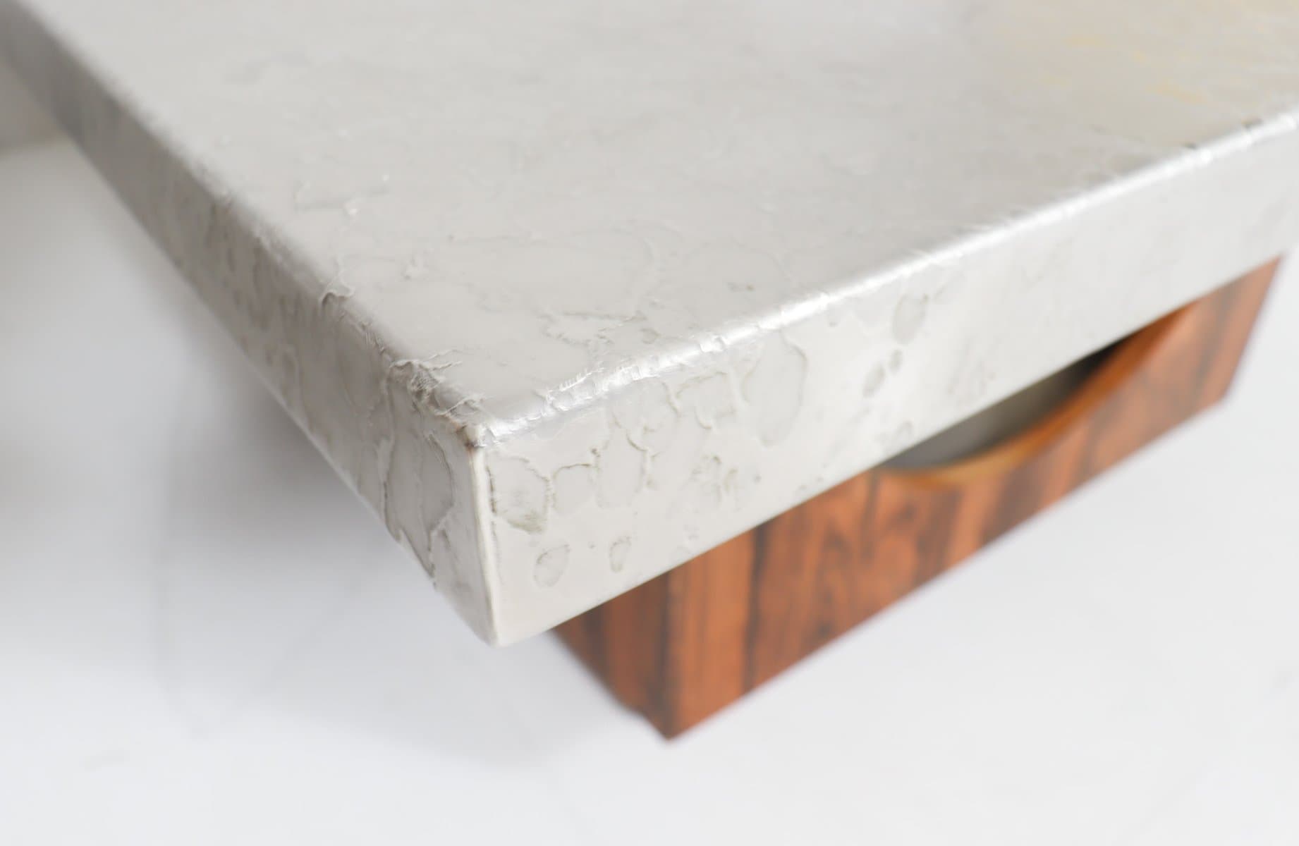 Stolik kawowy, aluminium srebrny, drewno brązowy, proj. H. Lilienthal, Niemcy, lata 70. - 276680